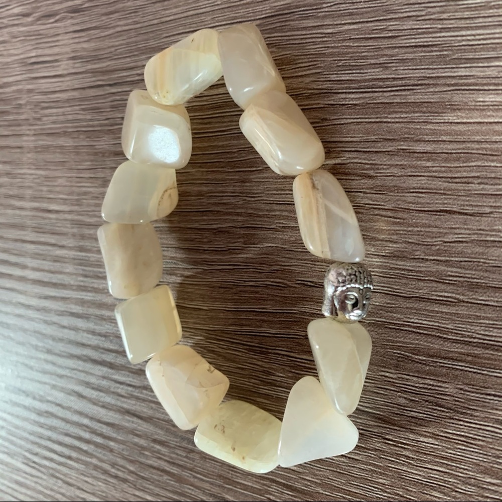 Moonstone Bead Buddha Head Bracelet